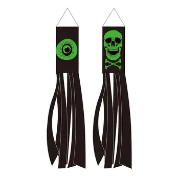 Uhyggelige Spøgelse Flag Ghost Vindpose Horror Hængende Halloween Vind Streamer Dekorationer Til Indendørs Udendørs Værftet Part Rekvisitter
