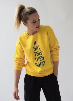 Gul Grafisk Sweatshirt, Hvis Ikke Dette, Så Hvad Typografi slogan pige hipster grunge tumblr part pullover foråret toppe L040