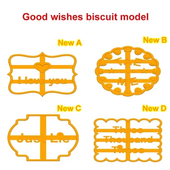 2021 Nye Cookie Forme Med Gode Ønsker Plast Fondant Kiks Forme En Sætning Bogstaver Tryk På Udsmykning Værktøjer Til Bagning Gave