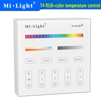 Milight T4 AC220V 4-Zone RGB+CCT Smart Touch-Panel Fjernbetjening til led strip light bånd bånd lampe eller pære