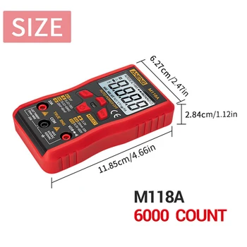 ANENG M118A Digitale Mini-Multimeter Tester Auto Mmultimetro True Rms Tranistor Meter med NCV Data Hold 6000counts Lommelygte