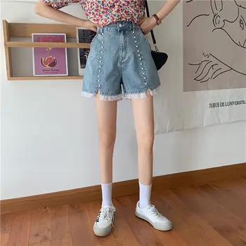 Blonder syning jeans kvinder ' s høj talje var tynd og vilde wide-ben sommer nyt koreansk stil split-design shorts kvinder y2k jeans
