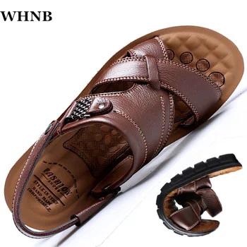 WHNB med Dobbelt anvendelse, tøfler classic sandaler mænd sko sommeren 2021 læder fodtøj stranden sko man komfortable sandaler