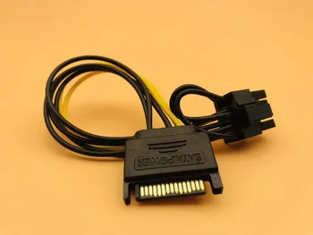 5PCS 15 bens SATA han til 8pin(6+2) PCI-E Power Supply Kabel-20cm SATA-Kabel 15-pin til 8 pin kabel 18AWG Wire til grafikkort