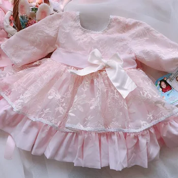 2019Autumn spanske børnetøj brugerdefinerede pige Lolita blonder broderet kjole jul kjole pige børn kjoler for piger