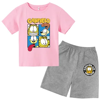 Ropa niñas 10 12 kvinder år maillot de bain bebe garcon комплекты для мальчиков conjunto menino Garfield t-shirt, shorts Pige sæt