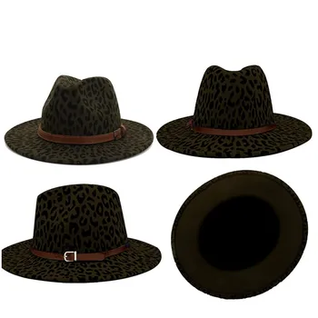 Europæiske og Amerikanske nye fedora hat leopard print top hat pearl fladskærms randen par hat jazz hat stedet кепка женская