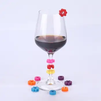 8/12Pcs Blomst Vin Glas Charm Silikone Farverig Drink Markør Dekoration Tag Identifikation Cup-Label For Party Bar Tilbehør