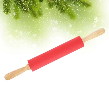 Silikone Dejen kagerulle i Træ Håndtag kagerulle Non-stick Rullende Stick Roller Bagning Værktøjer til Hjemmet (Orange)