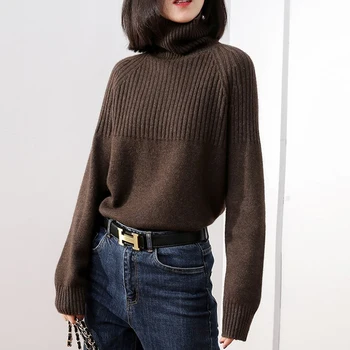 Turtleneck Sweater Kvinder Vinter Tøj 2021 Nye Langærmet Sweater Solid Tyk Strik Elegante Vilde Pullover Sweater 11123