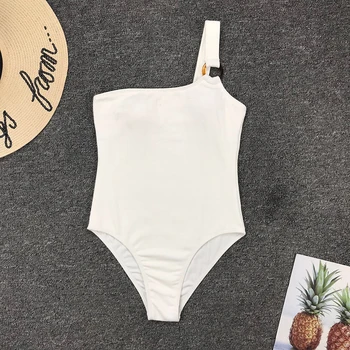 Et Stykke 2021 Nye Ankomst Polstret Ring Sexet Badedragt Kvindelige Ene Skulder Badetøj Kvinder Monokini Badetøj
