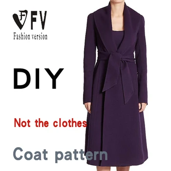 Beskæring tegning kvinders langærmet pels frakke beklædning design mønster BFY-96