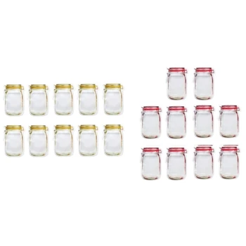 40 Mason Jar Genanvendelige Poser Opbevaringspose Lækagesikre Snack Beskyttelse Taske (S Størrelse / Gul, Størrelse L / Rød)