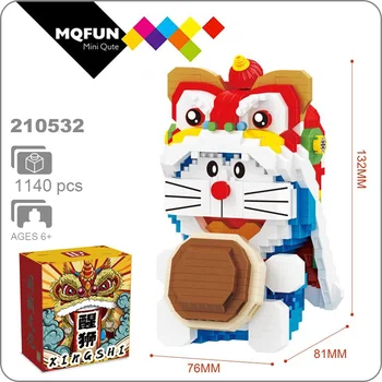 LP 210532 Animationsfilm Doraemon Lion Dance Dorayaki Mad Kat Dyr Robot Mini Diamant Blokke, Mursten Bygning Legetøj til Børn gave