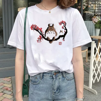 Studio Ghibli, Spirited Away, Hayao Miyazaki Kawaii Print T-shirt til Kvinder Harajuku Æstetiske Tshirt Hvide Toppe Animationsfilm Kvindelige T-Shirt