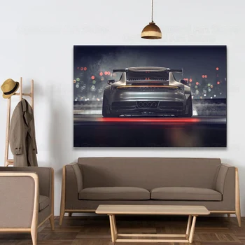 Moderne Wall Art DIY Lærred Indrammet Maleri Superbiler 911 GT Bcak Udsigt Væggen Billedet Silke Plakater og Prints Stue Indretning