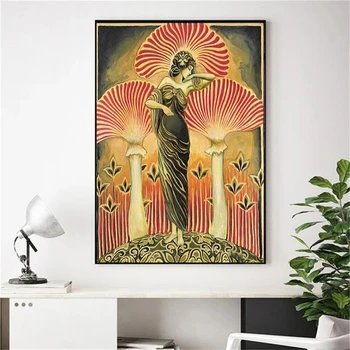 Soma Gudinde Lærred Malerier Hedenske Mytologi Plakat og Abstrakte Champignon Boheme Print Væggen Billedet til boligindretning