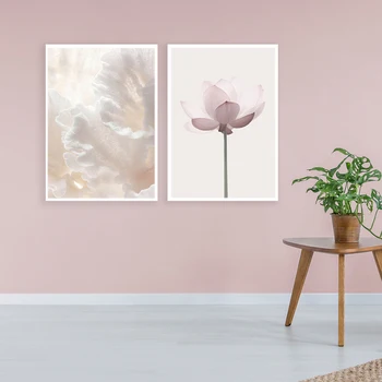 Home Decor Smuk Petal Rose, Lotus Trykt Lærred Maleri Stue Væg Kunst, Lyserøde Blomster Plakater Ingen Billeder