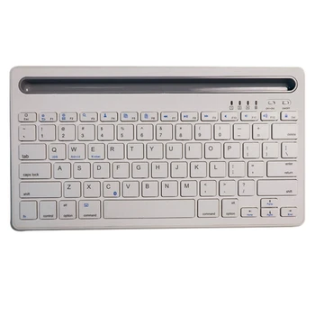 Bluetooth-Tastatur,Mini Wireless Keyboard med telefonholder, Genopladelige Dual Channel Tastatur til iPad/Iphone,Hvid