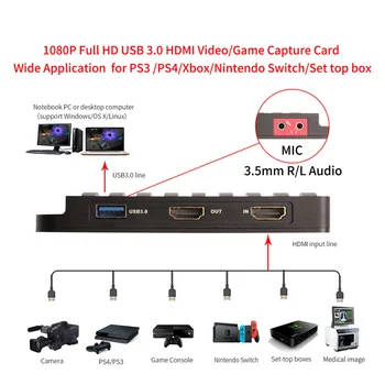 4K HDMI-Capture-Kort, HDMI / USB3.0 videooptagelse Arbejder Som Cam Link til DSLR kamera PS4 NS