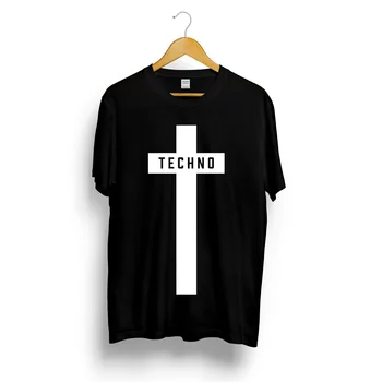 Techno på Tværs af Trykte T-shirt til Sommeren Streetwear Camiseta Masculina Dame Unisex Musik Festival Sort Detroit Tee Top