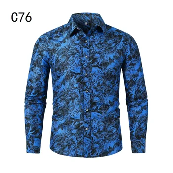 Høj Kvalitet t-Shirts til Mænd med Lange Ærmer Blomster Print Formel Skjorte 2021 Spring Nye Slim Fit Sociale Arbejde Streetwear Chemise Homme