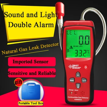 Gas Analyzer Brændbar Gas Detektor Brandfarlige Naturlige Gas Lækage Placering emme Meter Tester Med Lyd, Lys, Alarm AS8800A