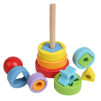 Montessori Pædagogisk Legetøj af Træ Rainbow Tower Samling Model byggesten Sensorisk Legetøj til Børn, Juguetes Didacticos