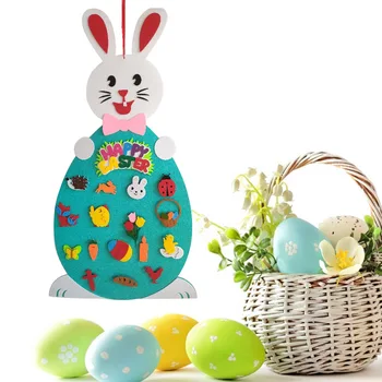 Følte Påske Kanin DIY Følte Kanin Sæt med Aftagelig Ornament Bunny Dekoration Vedhæng Væggen Hænger Spil Påske Gave Toy