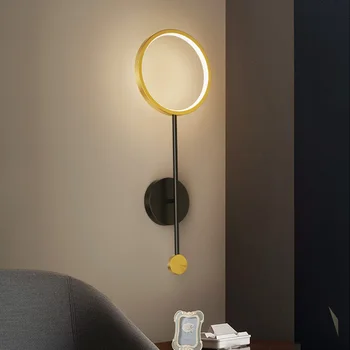 Nordisk væglampe Metal Sengen Minimalistisk væglampe Soveværelse Stue Baggrund Korridor Midtergangen Luksus LED-Belysning Cirkel