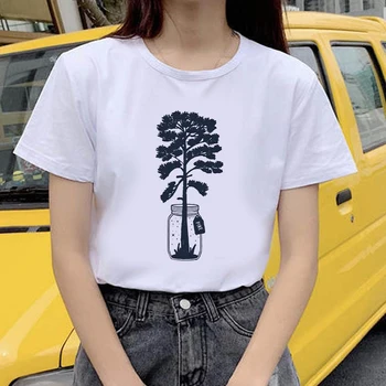 Speciel Sort og hvid Print t-Shirt til Kvinder Mode kortærmede Casual Harajuku 90'erne Tshirt Kvindelige Streetwear Toppe, T-Shirt