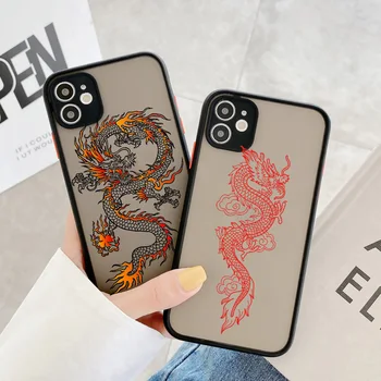 Black Dragon Phone Case For iPhone 11 7 8 Plus X XR XS 12pro MAX 6 S Plus SE 2020 Fashion Animal Hårdt PC bagcoveret Funda Shell