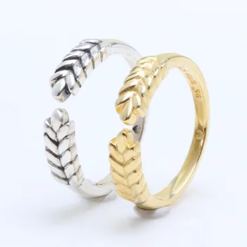 Amas Autentisk 925 Sterling Sølv Åbent Korn Ring Elegante Hvede Øre Stabling Ring For Kvinder, Kvindelige Originale Smykker