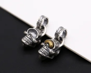 Skelet Vedhæng 925 Sterling Sølv Skull Vedhæng Thai Sølv Punk Skelet vedhæng Passer Oprindelige DIY Halskæde Smykker