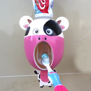 SKTN 1STK Kraftfulde sugekop automatisk tegnefilm tandpasta squeezer badeværelse husstand tandbørsteholder for børn