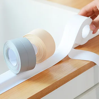 Ny Forsegling Strip Badeværelse Brusebad Vask Badekar Caulk Tape 3,2 m Hvid PVC Selvklæbende Vandtæt Væg Tape til Køkken Bekvemmelighed