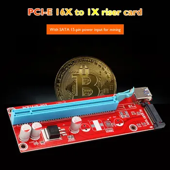 PCI-E Riser Card 60cm USB 3.0-Kabel med SATA-15-Pin PCI Express 1X til 16X Extender PCIE-adapterkort SATA for Miner Minedrift