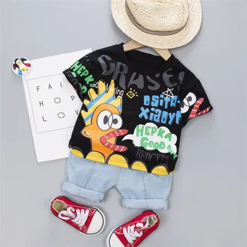 Dejlige Drenge Tøj Sæt Sommer Baby Drenge Tøj, der Passer Tegneserie Stil T-Shirt +Bukser 2stk Tøj til Drenge, af Denim Tøj