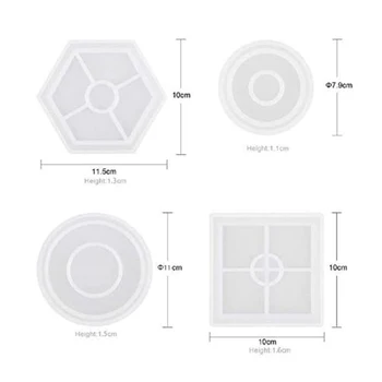 4/6-Pc ' DIY Geometrisk Form Epoxy Crystal Harpiks, Silikone Cup Pad Skimmel Lim Skimmel Vedhæng Silikone Håndværk, Smykker, Kunsthåndværk Skimmel