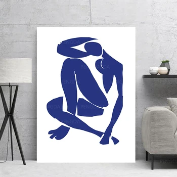 Canvas HD Udskriver Henri Matisse-Maleri Wall Art Blue Nøgenbilleder Plakat Moderne Hjem Decor Abstrakte Modulære Billeder Til stuen