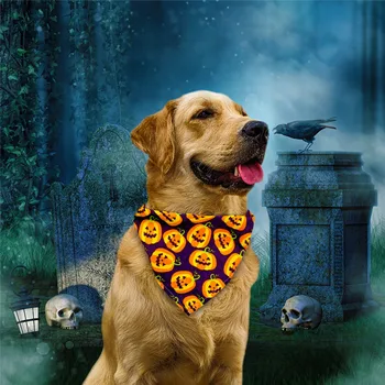 Halloween Pet Triangle Tørklæder Og Dobbelt Folde Spyt Håndklæde Store Hund Spyt Håndklæde Pet Tørklæde Halloween Special Trekant Tørklæde