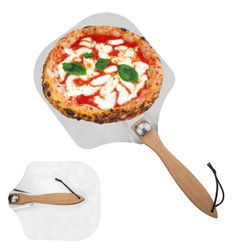 Pizza Skovl Skrællekniv Med At Folde Eg Træ Håndtag Nem At Bruge Aluminium Praktisk Opbevaring Af Høj Kvalitet Bagning