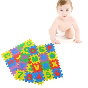 36Pcs Farverige Puzzle-Kid Pædagogisk Legetøj Alfabet A-Z Bogstaver, Tal Skum Spille Måtten Selv Samle Baby Kravler Pad