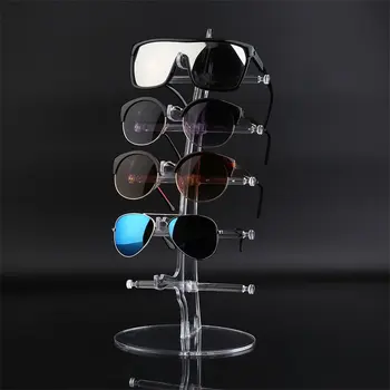 Pmma&Legering 5 Par Solbriller Halskæde Ring Smykker Mode Akryl Vis Rack Counter Briller Display Stand Holder Gennemsigtig