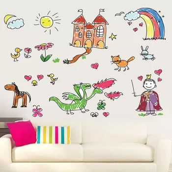 Søde DIY Farve Hånd-Malet Dekoration Wall Stickers Børnehave børneværelse vægdekoration Flytbare Klistermærker