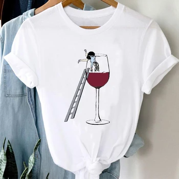 T-shirts Kvinder Tegnefilm Vin Sjove Mode Tøj Forår Sommer Tøj Elegant Skjorte Top Dame Print Pige Tee T-Shirts