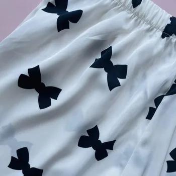 Sommeren Nye 2STK Pyjamas, der Passer Kvinder Satin Nattøj Casual Tøj Hjem Intime Lingeri Print Bue Sleep Set Sexet Homewear