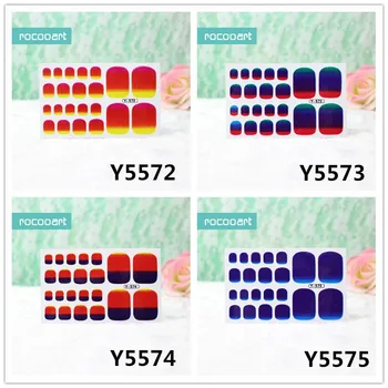 Vandtæt Toe Nail Stickers Gradient Farve Bling Glitter Nail Decals Fuld Dækning DIY Skydere til Negle Manicure Udstyr