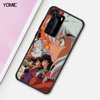 Anime Inuyasha Capa for Huawei S Smart Z P30 Y6 P40 Lite E Y7 Y6p P20 Pro Y8p Y9 2019 Y8s Tilfælde Sort TPU Soft-Phone Cover
