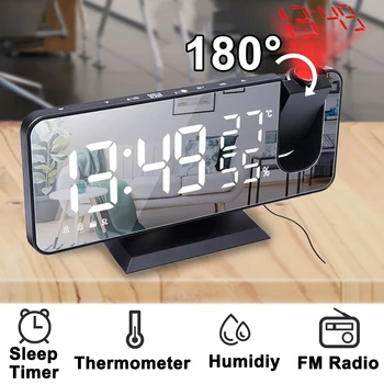 Alarmet Digital LED reloj mesa escritorio relojes USB-despierta FM-Radio proyector dos